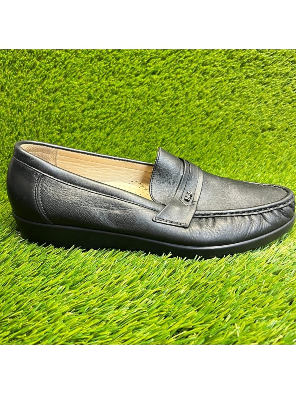 SAS Ace Womens Size 11.5 N Black Classic Outdoor Leather Slip On Loafer Shoes